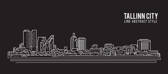 Cityscape Building Line art Vector Illustration design - Tallinn city
