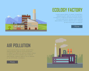 Obraz premium Ecology Factory and Air Pollution Plant Banners.