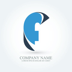 flat modern typography initial letter f, alphabet logo design for brand and company identity