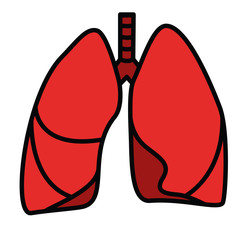 Human Lungs Symbol. Vector linear thin line illustration