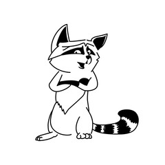 Vector illustration of cartoon funny raccoon.