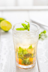 Mojito Lime Drink Cocktail on Light Background