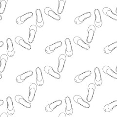 set of two pairs of women's shoes without heels, seamless pattern, sketch illustration, hand drawn.
