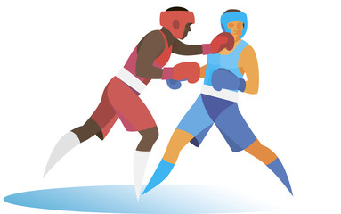 difficult match of two experienced boxers