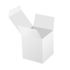 White open square box with cover. White box. Mockup for design. Vector illustration