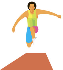 Fototapeta na wymiar triple jumper leap runs on the track