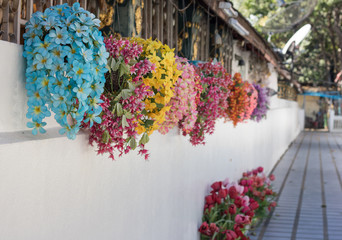Plastic flowers used for decorations