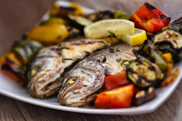 Sea bass with grilled vegetables