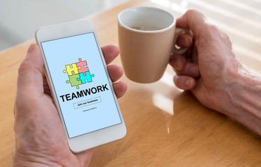 Teamwork concept on a smartphone