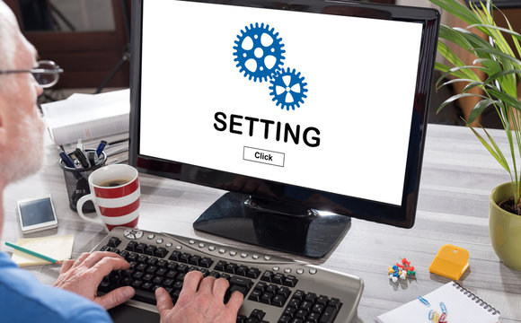 Setting concept on a computer