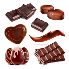 Set of piece chopped chocolate candy