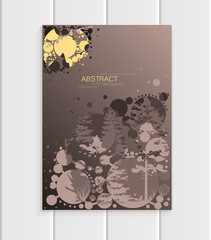 Naklejka na ściany i meble Brochure design business template nature element with abstract circles unusual landscape, decor on brown background