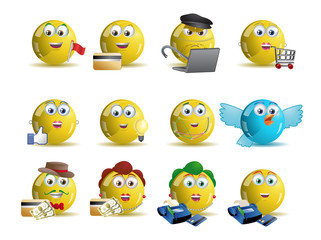 variety shopping online yellow smile icon avatar