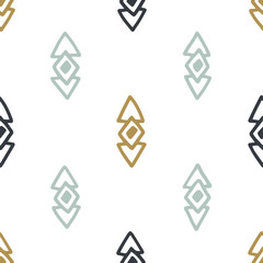 Seamless hand drawn geometric tribal pattern. Vector navajo design.