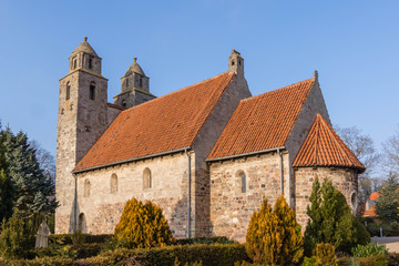 Fototapeta premium Medieval stone churh with two towers