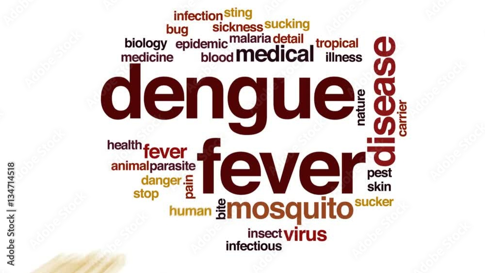 Wall mural Dengue fever animated word cloud, text design animation.