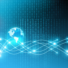 Best Internet Concept of global business. Globe, glowing lines on technological background. Wi-Fi, rays, symbols Internet, 3D illustration