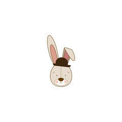 color silhouette with face of groom rabbit vector illustration