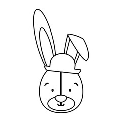 monochrome contour with face of groom rabbit vector illustration