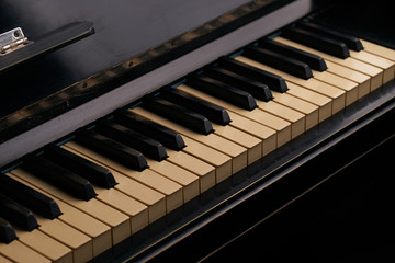 Fototapeta na wymiar Vintage old piano, close up