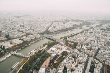 Naklejka na ściany i meble Stunning breathtaking aerial view on Paris