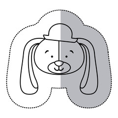 sticker monochrome contour and half shadow with face of groom dog vector illustration