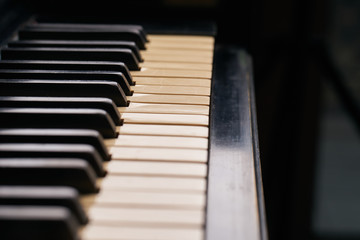 Vintage old piano, close up