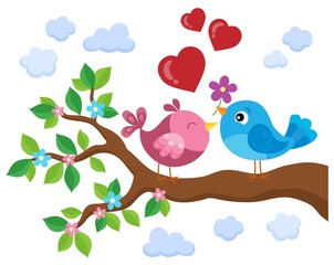 Valentine birds on branch theme 1
