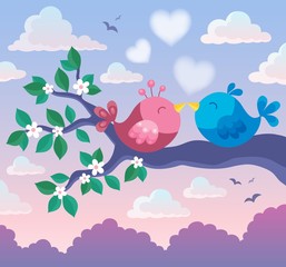 Valentine birds on branch theme 3