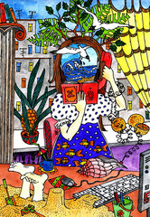 секретарь на работе, абстракция