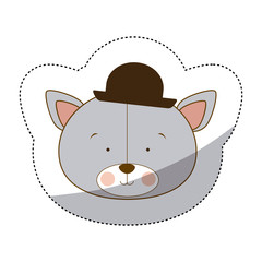 sticker colorful and half shadow with face of groom bear vector illustration