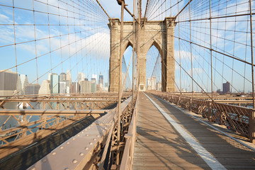 Brooklyn Bridge in a sunny morning in New York, nobody