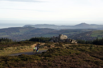 Cyclists in the Dublin Hills.Ireland.