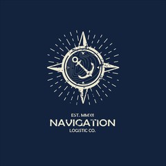 Inspirational themplate of Nautical Style Logo, Emblem Designs. Vintage sea label.