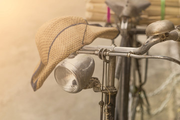 Vintage concept background, Old bicycle with vintage filter