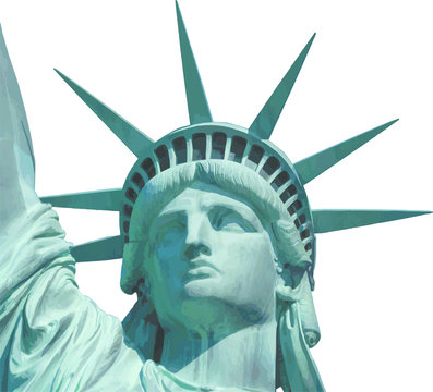 Statue of liberty close up portrait vector illustration. 