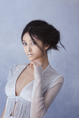 Futuristic sexy young asian woman.