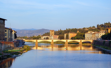 Ponte alle Grazie over the Arno River in Florence, Italy