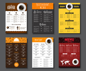 Set A4 menu for cafes and restaurants.