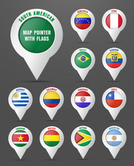 Set the pointer to the map with the flag of South American count