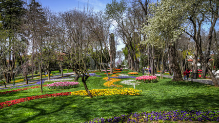 Istanbul, Turkey - April 2013: Scenery from Hidiv Kasri gardens