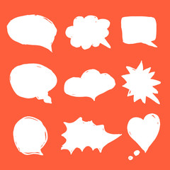 Hand drawn vector empty speech bubbles in cartoon style.
