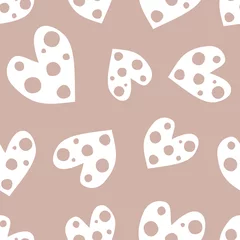 Muurstickers Seamless vector pattern with hearts. Background with hand drawn ornamental symbols. Template for wrapping, decor, surface, cards, backgrounds, textile, print. Decorative repeat ornament. © Valentain Jevee