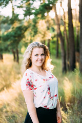 Fototapeta premium Portrait Of Young Pretty Plus Size Caucasian Smiling Girl Woman 