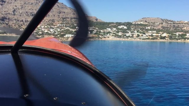 Aeroplane landing in Pefkos