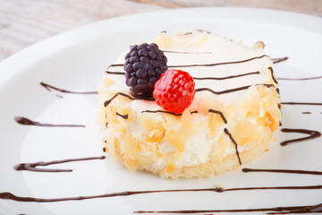 White fresh napoleon cake