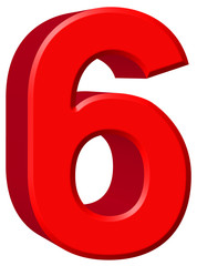 Numeral 6, sixn, isolated on white background, 3d render