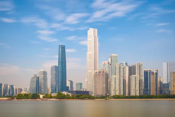 Foto op Plexiglas Skyline and buildings new city from river with modern city landmark architecture in Guangzhou China © Southtownboy Studio