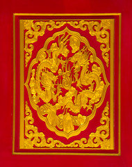 Golden dragon carved