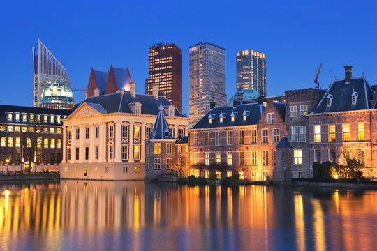 The Binnenhof in The Hague, The Netherlands at night
